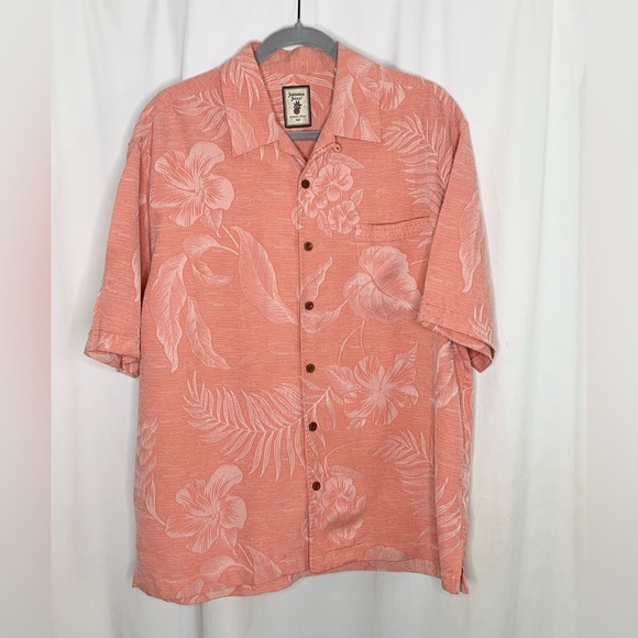 Jamaica Jaxx Shirts Jamaica Jaxx Mens Silk Textured Coral Colored Aloha Shirt Size Medium